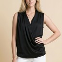 Small BLACK SATIN OVERLAP CHEST SLEEVELESS TOP