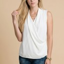Small WHITE SATIN OVERLAP CHEST SLEEVELESS TOP