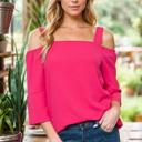 Small FUCHSIA OFF-SHOULDER 3/4 SLEEVE TUNIC WITH LARGE STRAPS