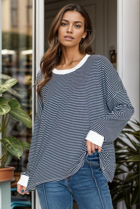 LOOSE FIT STRIPE TUNIC TOP