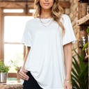  SOLID SHORT SLEEVE TOP WITH BACK LACE CONTRAST
