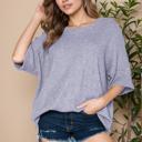 S-M DENIM WAFFLE OVERSIZED SHORT SLEEVES SWEATSHIRT WITH SIDE SLIT