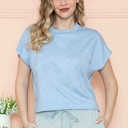 Small BLUE SOLID CROP TOP