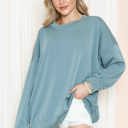 S-M SLATE GREY WAVE RIB OVERSIZED SWEATSHIRT
