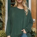 S-M OLIVE WAVE RIB OVERSIZED SWEATSHIRT