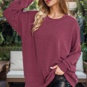 S-M BURGUNDY WAVE RIB OVERSIZED SWEATSHIRT