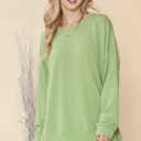 S-M PISTACHIO WAVE RIB OVERSIZED SWEATSHIRT