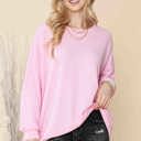 L-XL LIGHT PINK WAVE RIB OVERSIZED SWEATSHIRT
