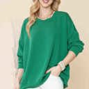L-XL KELLY GREEN WAVE RIB OVERSIZED SWEATSHIRT