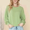 Small PISTACHIO CROP LONG SLEEVE WAVE RIB TOP