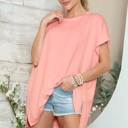 S-M SALMON SHORT SLEEVE TUNIC WITH SIDE SLIT