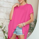 S-M FUCHSIA SHORT SLEEVE TUNIC WITH SIDE SLIT