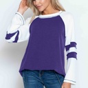 Small PURPLE WAVE RIB TUNIC WITH CONTRAST SLEEVES
