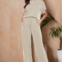Small SAND WAVERIB SHORT SLEEVE TOP AND PANTS SET