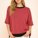  OVERSIZED TWO TONE WAVE RIB SHORT SLEEVE TUNIC