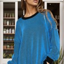  TWO COLOR WAVE RIB SWEATSHIRT WITH SIDE SLIT