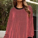 S-M CORAL TWO COLOR WAVE RIB SWEATSHIRT WITH SIDE SLIT