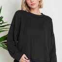 Small BLACK Oversized Crew Neck Sweater Top