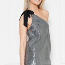 Large BLACK SEQUIN ONE SHOULDER KNOT SIDE TOP