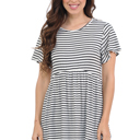 Medium WHITE/BLACK STRIPE SLEEVE EMPIRE WAIST TOP