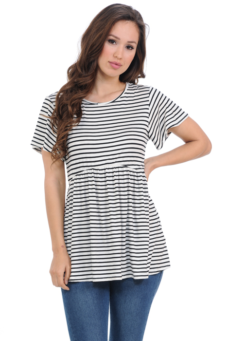 STRIPE SLEEVE EMPIRE WAIST TOP
