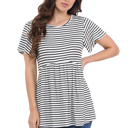 Small WHITE/BLACK STRIPE SLEEVE EMPIRE WAIST TOP