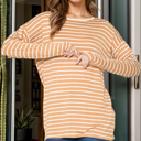 Small MUSTARD STRIPE LONG SLEEVE TUNIC TOP