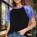 Small BLACK/BLUE TIE DYE COLOR BLOCK BASEBALL TOP