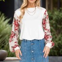  SOLID TUNIC WITH FLORAL CHIFFON SLEEVES