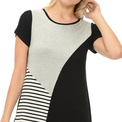 COLOR BLOCK SHORT SLEEVE TUNIC TOP