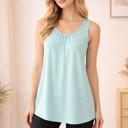 Small MINT SLEEVELESS TANK TOP WITH RUCHED CHEST AND TUNIC LENGTH