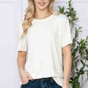 Small IVORY SUPER SOFT BASIC SOLID SHORT SLEEVE TOP