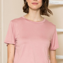 Small ROSE SUPER SOFT BASIC SOLID SHORT SLEEVE TOP
