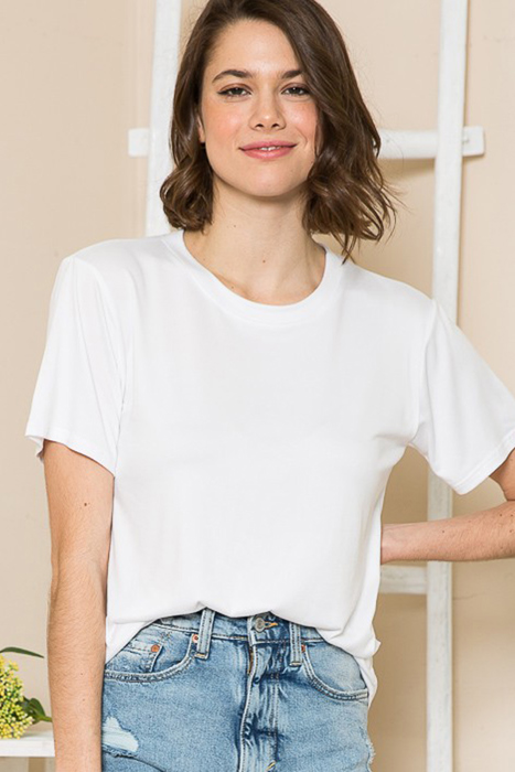 SUPER SOFT BASIC SOLID SHORT SLEEVE TOP