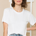 Small WHITE SUPER SOFT BASIC SOLID SHORT SLEEVE TOP