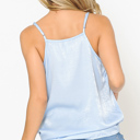 XL LIGHT BLUE STRAP V-NECK SATIN CAMI