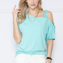 XL MINT OFF ONE SHOULDER WITH STRAP DETAIL TUNIC TOP