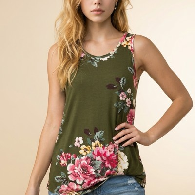 FLORAL TANK TOP WITH SIDE KNOT