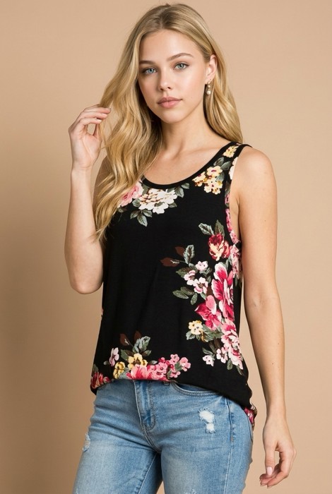 FLORAL TANK TOP WITH SIDE KNOT