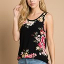 Small BLACK FLORAL TANK TOP WITH SIDE KNOT