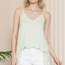 Small LIGHT SAGE V-NECK CRISS CROSS TUNIC TANK TOP
