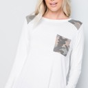  Long Sleeve Top with Shoulder and Pocket Detail