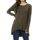 Small OLIVE Solid Hi-Low Tunic with Thumb Hole