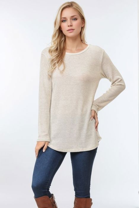 KNIT LONG SLEEVE TUNIC TOP