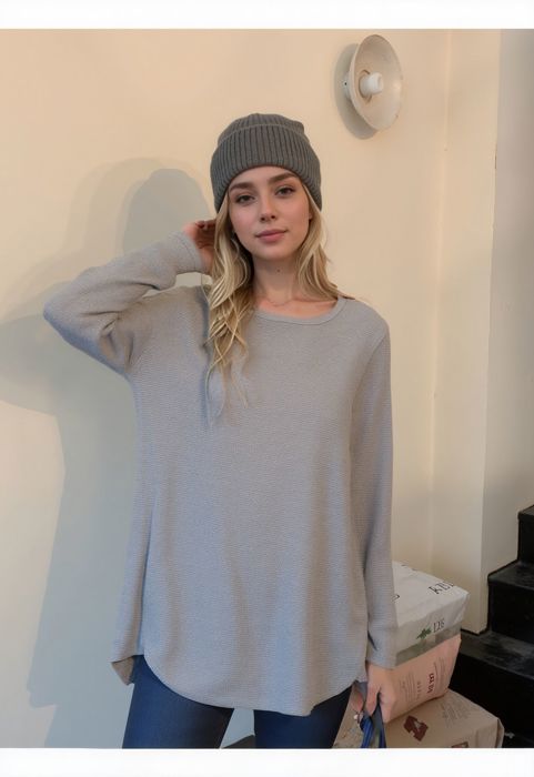 KNIT LONG SLEEVE TUNIC TOP
