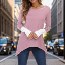 Small MAUVE HI-LOW STRIPE TUNIC WITH THUMB HOLE