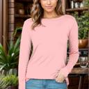 Small ROSE BASIC ROUNDED BOTTOM SOLID LONG SLEEVE TOP