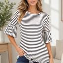  RUFFLE HALF SLEEVE TOP WITH FRONT TIE