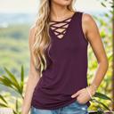 Small PLUM CHEST CRISS CROSS SLEEVELESS TANK TOP