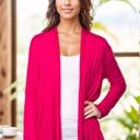 Small FUCHSIA Long Sleeve Cardigan for Women Open Front Dressy (Multi Colors Office Cardigan)